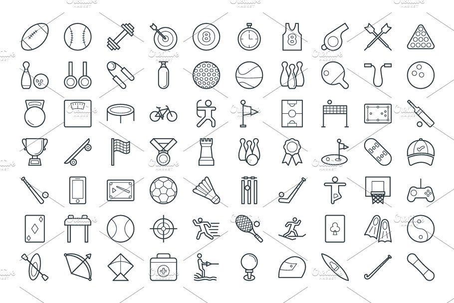 125+体育运动主题矢量ico图标 125+ Sports Vector Icons插图(1)