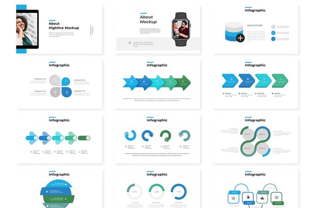 简约数据信息图表Google Slides企业幻灯片模板 Highline – Google Slides Template插图(2)