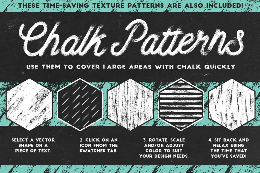 经典粉笔笔画AI笔刷+纹理 Classic Chalk – Brushes + Patterns插图3