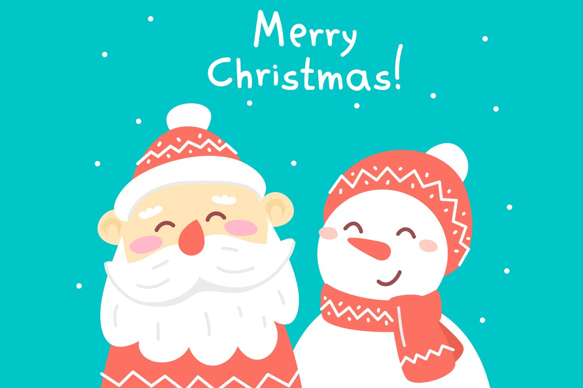 圣诞节主题简笔画手绘贺卡设计模板 Set of Christmas card illustrations插图1