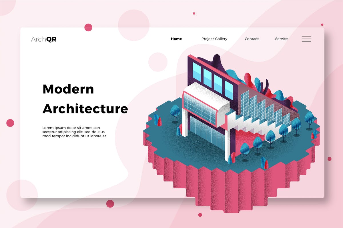 现代建筑主题网站Banner&着陆页模板 Modern Architecture – Banner & Landing Page插图