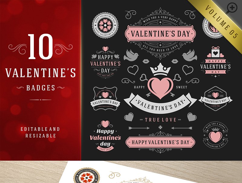 情人节主题矢量设计素材包 Valentine’s Day Bundle插图(5)