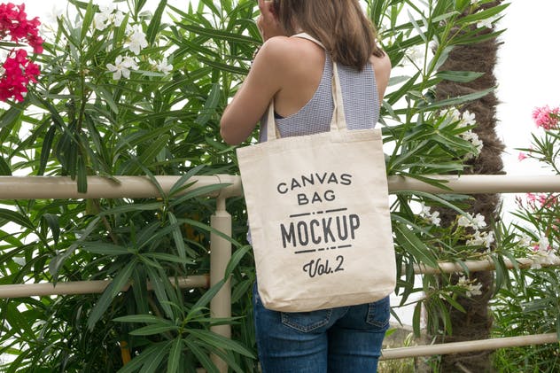 帆布手提包购物袋样机v2 Canvas Tote Bag Mockups Pack Vol. 2插图(7)