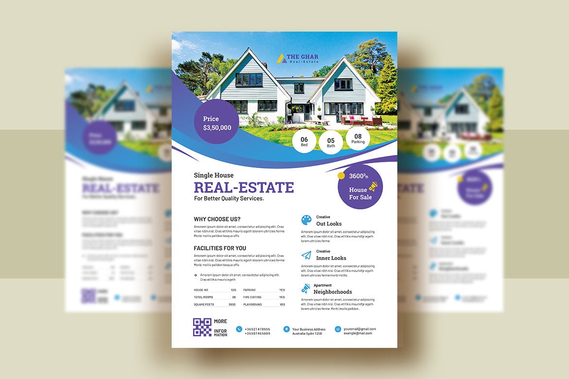 房地产/楼盘销售/租赁宣传广告海报传单模板V5 Real-Estate Flyer Template V-5插图(1)