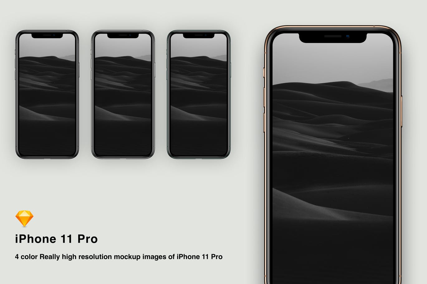 逼真四色iPhone 11 Pro手机样机Sketch模板 Sketch mockup iPhone 11 pro插图