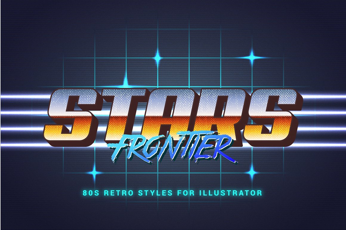 80年代复古文本图层样式 80s Retro Illustrator Styles插图11