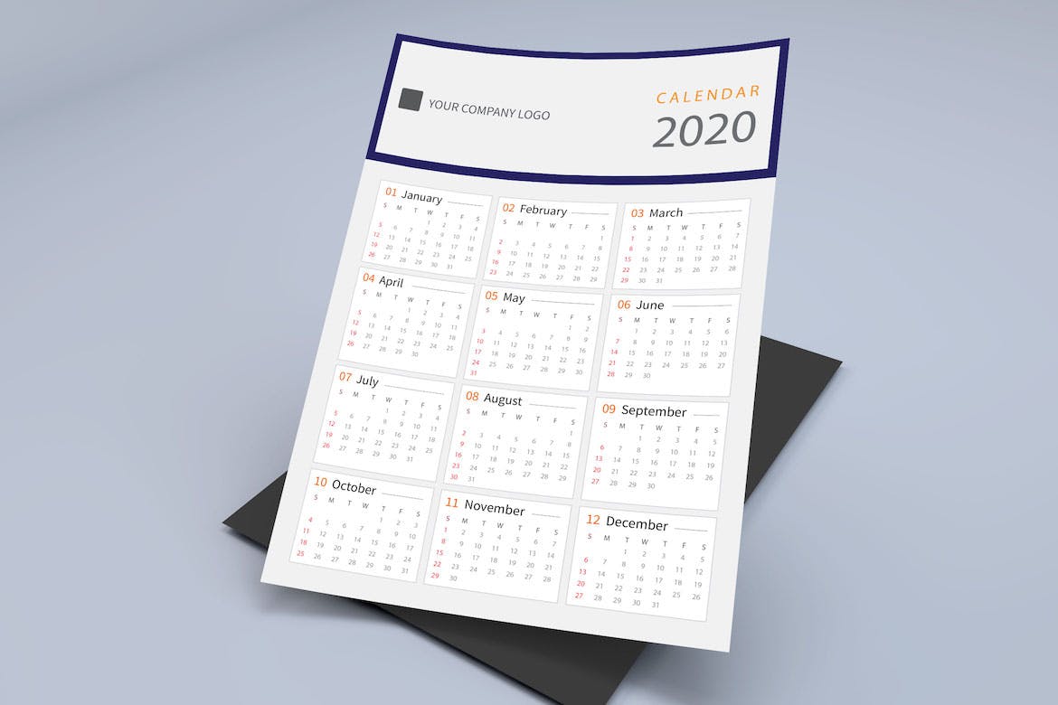 简约设计2020日历表年历设计模板 Creative Calendar Pro 2020插图4