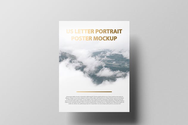 美国信纸规格海报传单/信头样机 US Letter Portait Flyer / Letterhead Mockup插图8