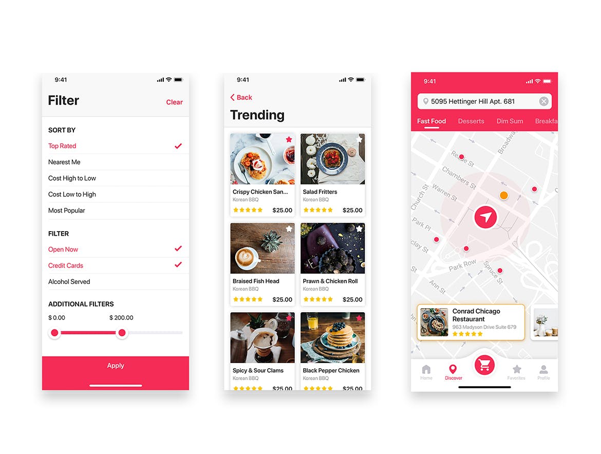 餐厅订位外卖APP应用UI设计套件SKETCH模板 Food ordering & Delivery UI Kit for SKETCH插图(7)