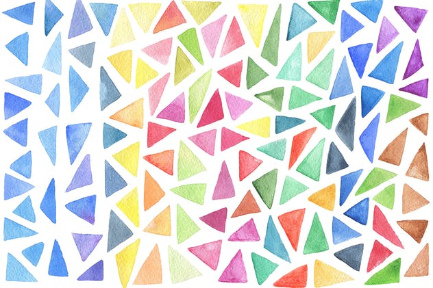 多彩三角形水彩矢量图案设计套装 Watercolor Triangles Design Kit插图1
