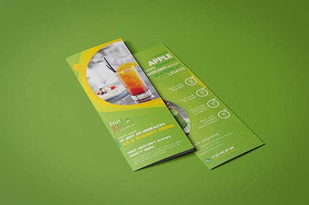 果汁冷饮饮料店点餐菜单PSD模板 Fruit Juice Shop/ Take-out Brochure and Mini Menu插图1