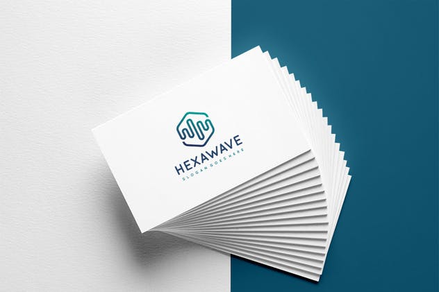 六边形蓝色波浪品牌Logo设计素材 Hexagon Wave Logo插图(3)