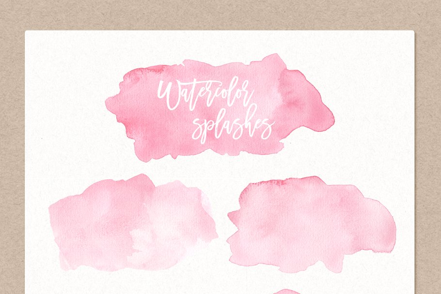 粉红水彩飞溅&纹理素材 Watercolor Splashes & Textures Pink插图1