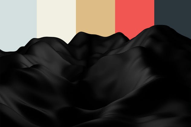 优雅黑色波浪丝绸绸缎背景 Elegant Black Wavy Silk Backgrounds插图2