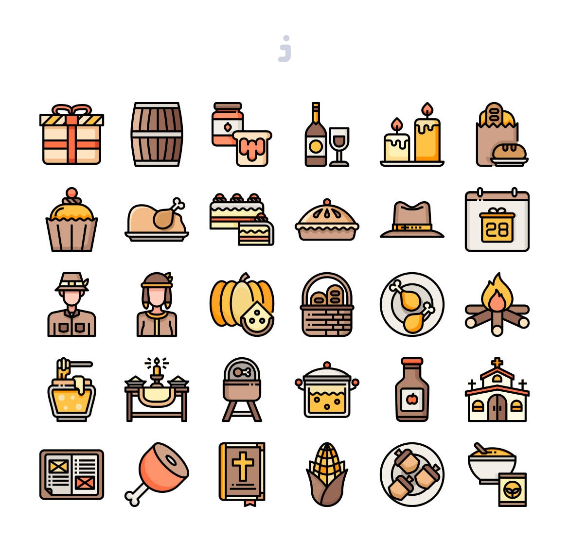 30枚感恩节节日主题矢量图标 30 Thanksgiving Icons插图(1)