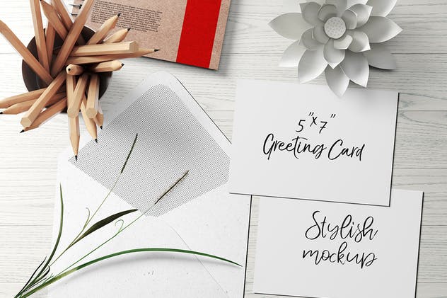 7×5贺卡/明信片样机套装2 7×5 Greeting Card / Postcard Mockup Set 2插图3