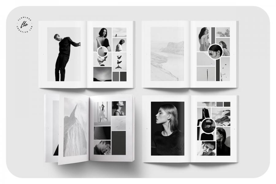 SUNDAY时尚黑白摄影图册设计模板插图(1)