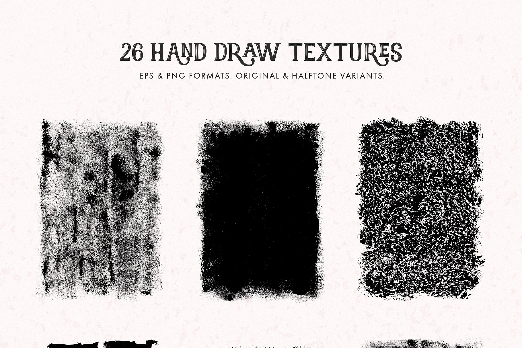 104款手绘原始和半色调墨汁纹理 Blackview Grunge Textures Set插图1