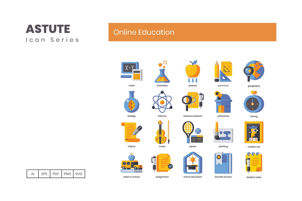 Astute系列-110枚在线教育主题矢量图标素材 110 Online Education | Astute Series插图(2)
