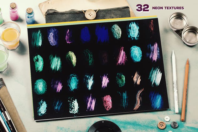 64款霓虹水彩纹理套装 64 Watercolor Textures插图3