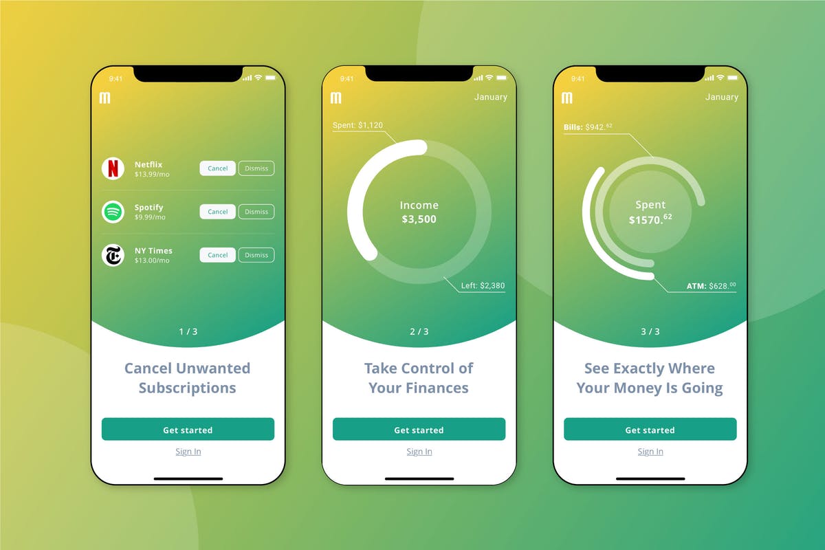 金融主题APP应用界面设计模板[绿色版] Finance Walkthrough Mobile UI – FD插图