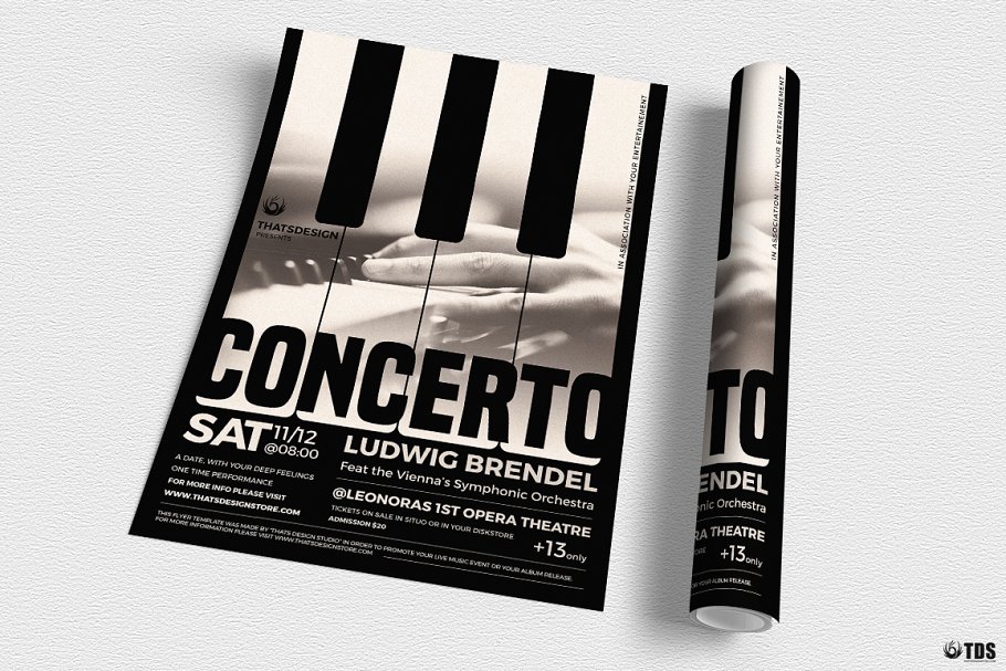 钢琴音乐演奏会海报传单PSD模板V.1 Piano Concerto Flyer PSD V1插图(2)