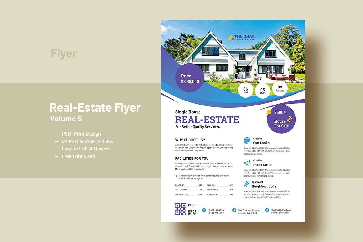 房地产/楼盘销售/租赁宣传广告海报传单模板V5 Real-Estate Flyer Template V-5插图