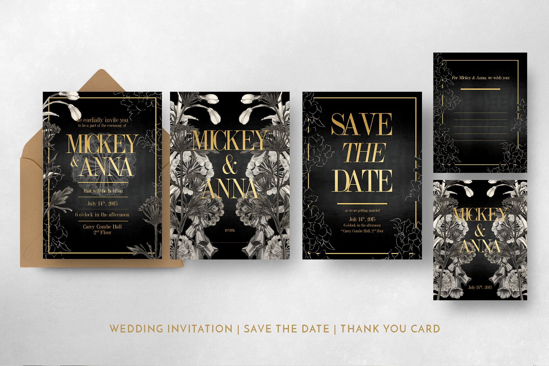 经典婚礼邀请卡贺卡模板套装 Classic Foliage Wedding Suite插图3