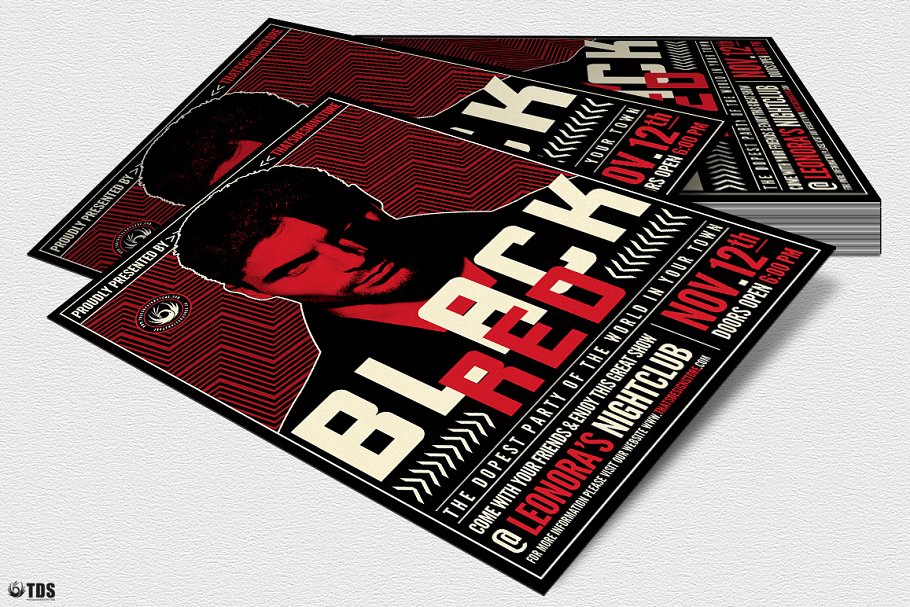 红黑配色人物海报设计模板 Black and Red Flyer PSD V3插图(3)