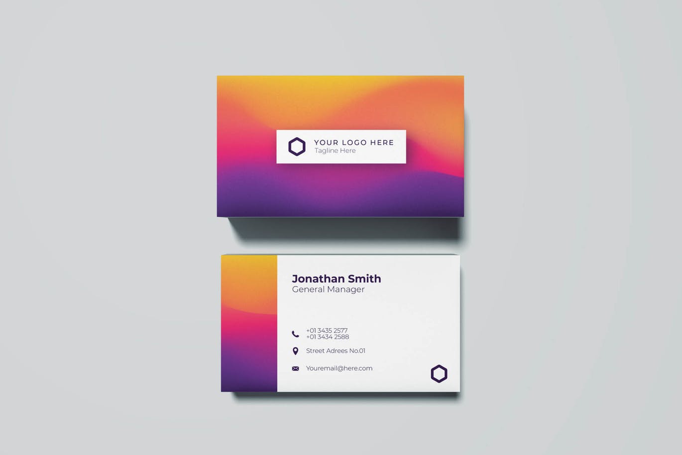 渐变彩虹色企业名片设计模板v3 Business Card Template.v3插图