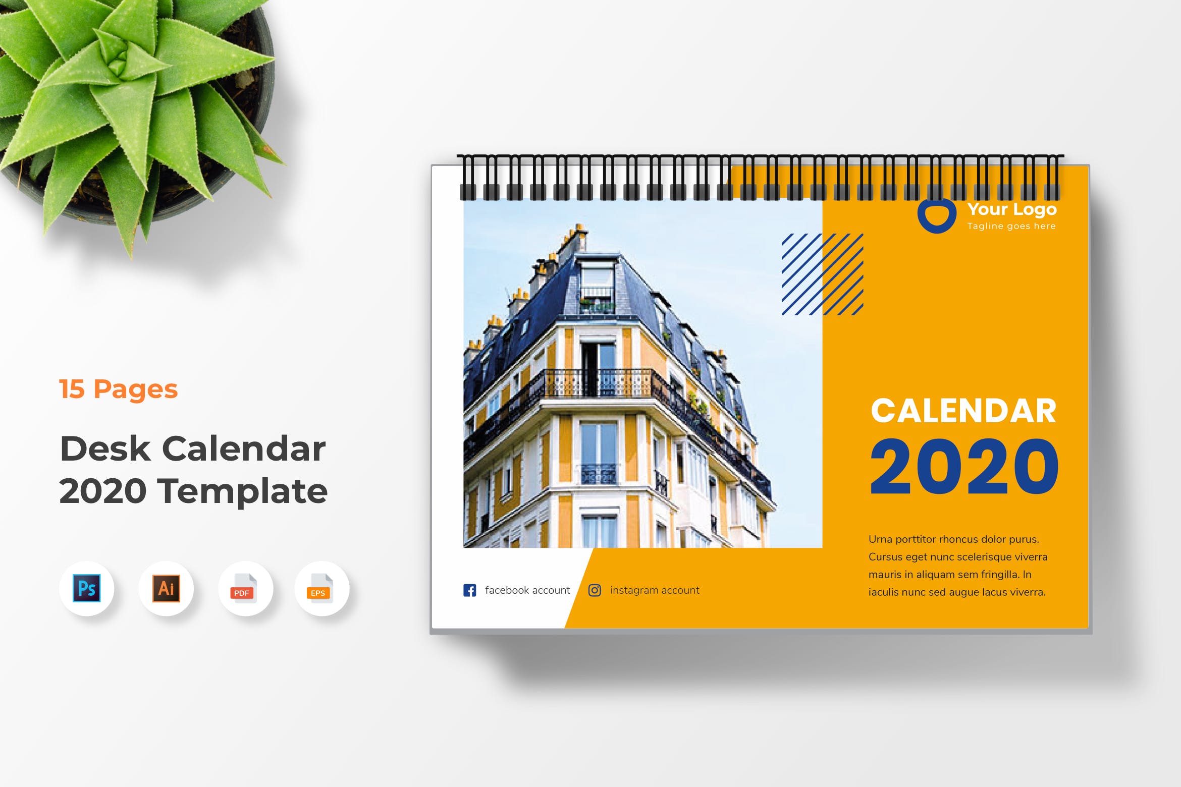 房地产商定制2020年活页日历表设计模板 Real Estate Calendar 2020插图