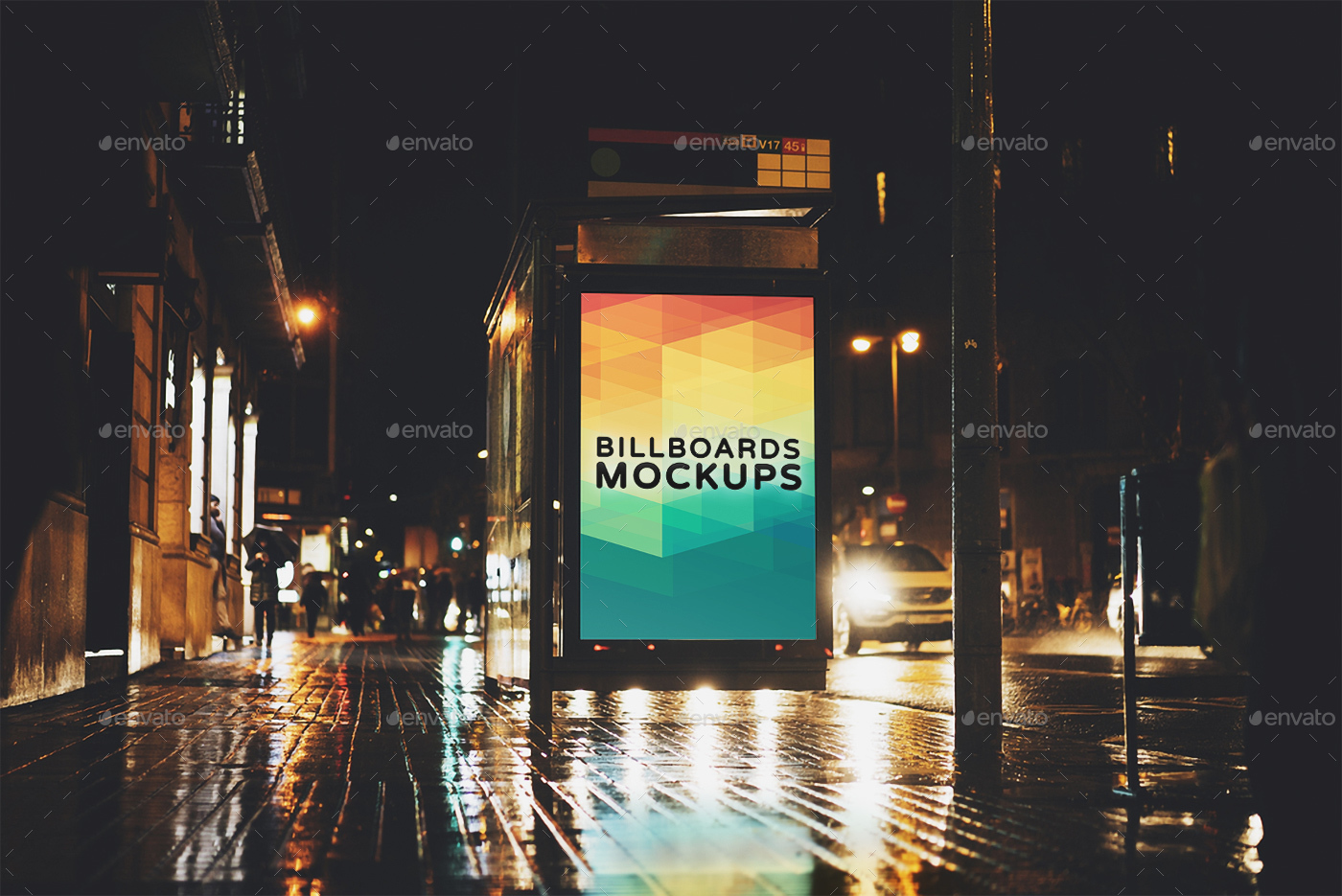 夜间广告牌展示样机模版 Billboards Mockups at Night Vol.2插图(11)