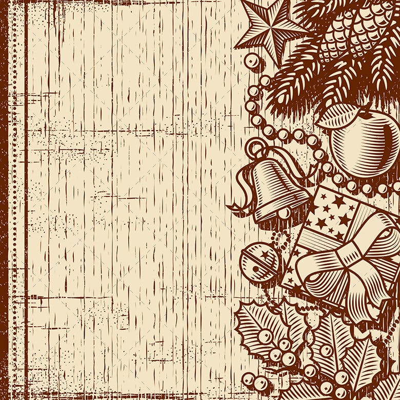复古圣诞节主题背景图素材 Retro Christmas Background Brown插图1