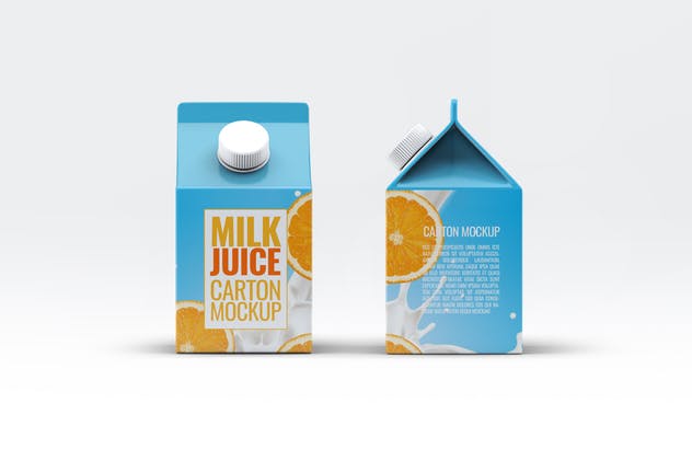 4种牛奶/果汁盒包装设计样机套装 4 Types Milk / Juice Cartons Bundle Mock-Up插图(10)