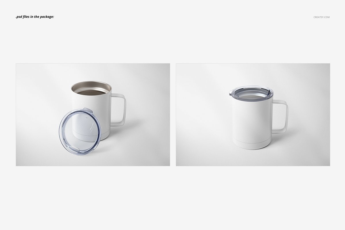 10oz不锈钢咖啡杯样机套装Stainless Coffee Cup Mockup插图(2)