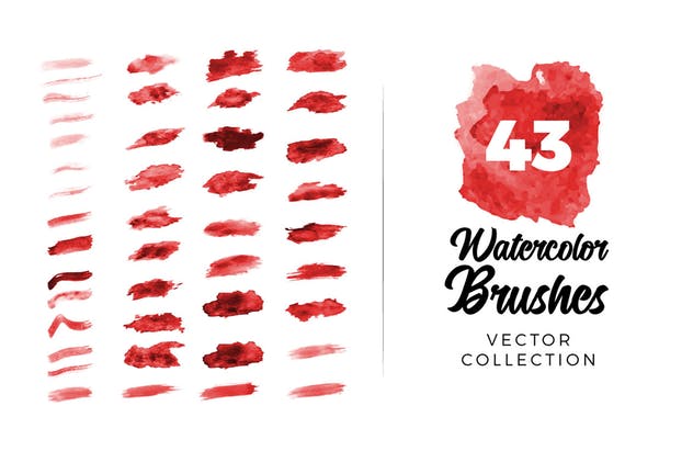 44款现代水彩矢量AI笔刷套装 Vector Watercolor Brushes for Illustrator插图1