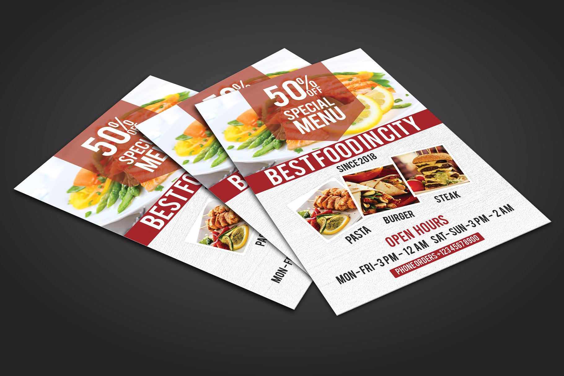 西餐厅单页设计菜单模板制作素材 Restaurant Menu插图(3)