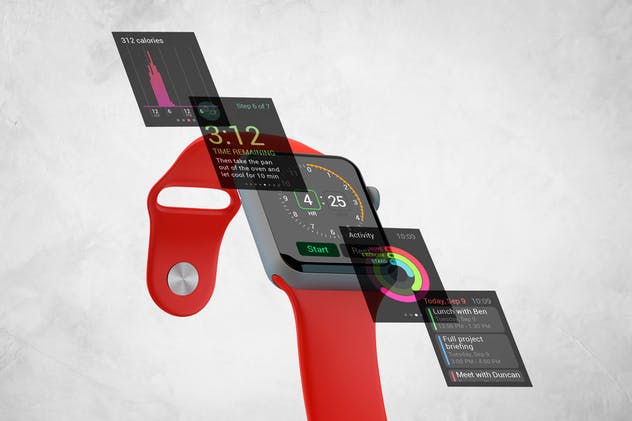 Apple智能手表APP设计展示设备样机V.3 Apple Watch Mockup V.3插图(4)