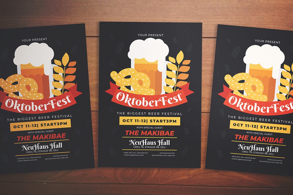 超市啤酒节活动海报设计模板素材 Oktoberfest Event Flyer插图(3)