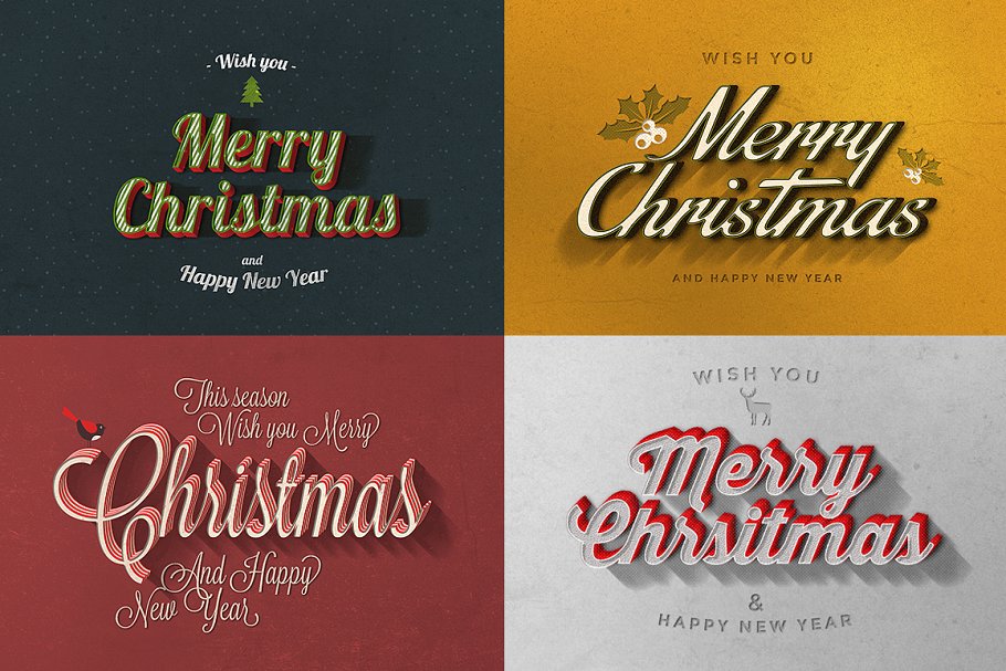 圣诞节主题设计字体图层样式v2 Christmas Text Effects Vol.2插图2