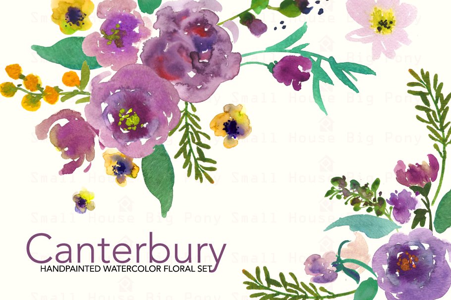 坎特伯雷-水彩剪辑艺术集 Canterbury- Watercolor Clip Art Set插图1
