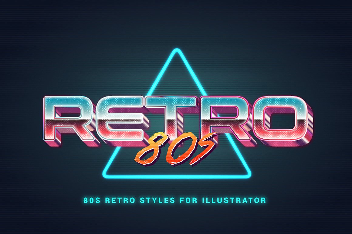 80年代复古文本图层样式 80s Retro Illustrator Styles插图7