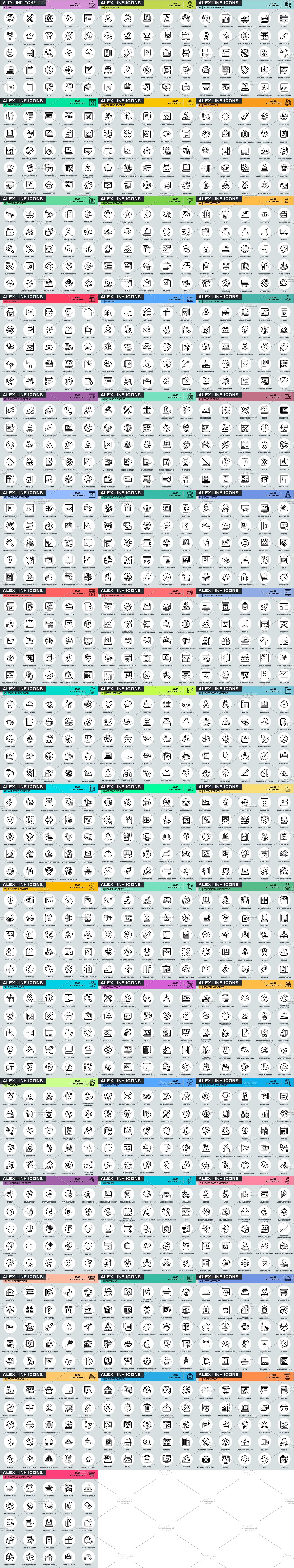 1150枚实用线条图标合集 Alex Line Icons Bundle插图(1)