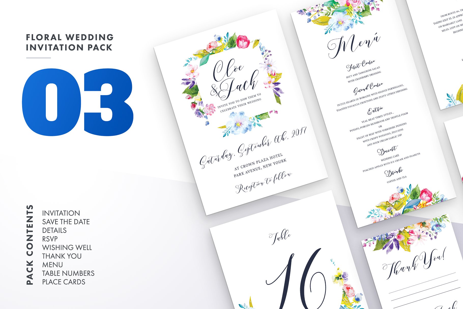 花卉装饰婚礼婚庆设计物料模板大集结[1.42GB] Floral Wedding Invitation Bundle插图(5)