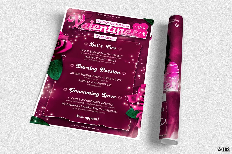 情人节主题传单PSD模板v7 Valentines Day Flyer+Menu PSD V7插图2