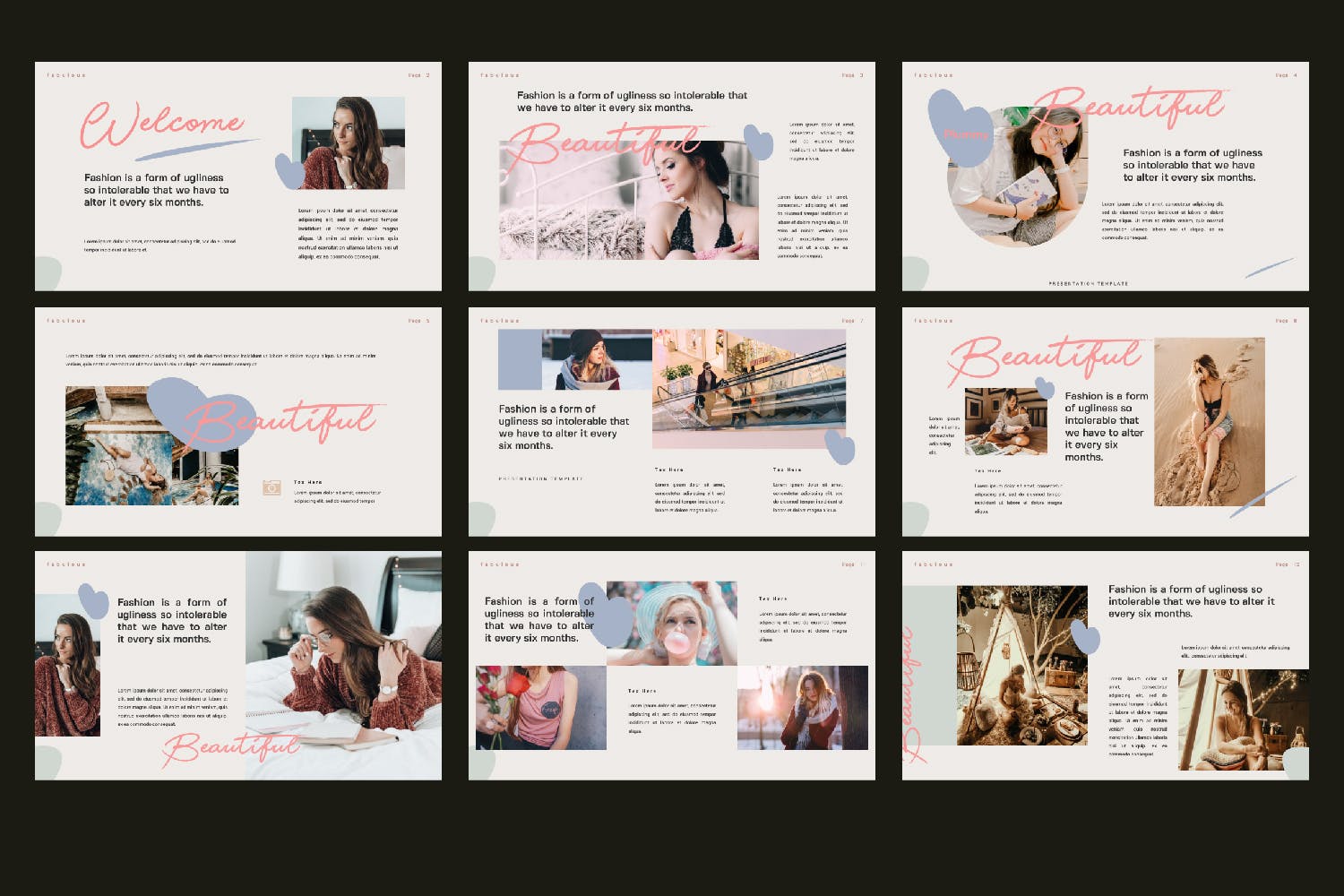 女性时尚行业适用的PPT幻灯片模板 BEAUTIFUL – Powerpoint插图2
