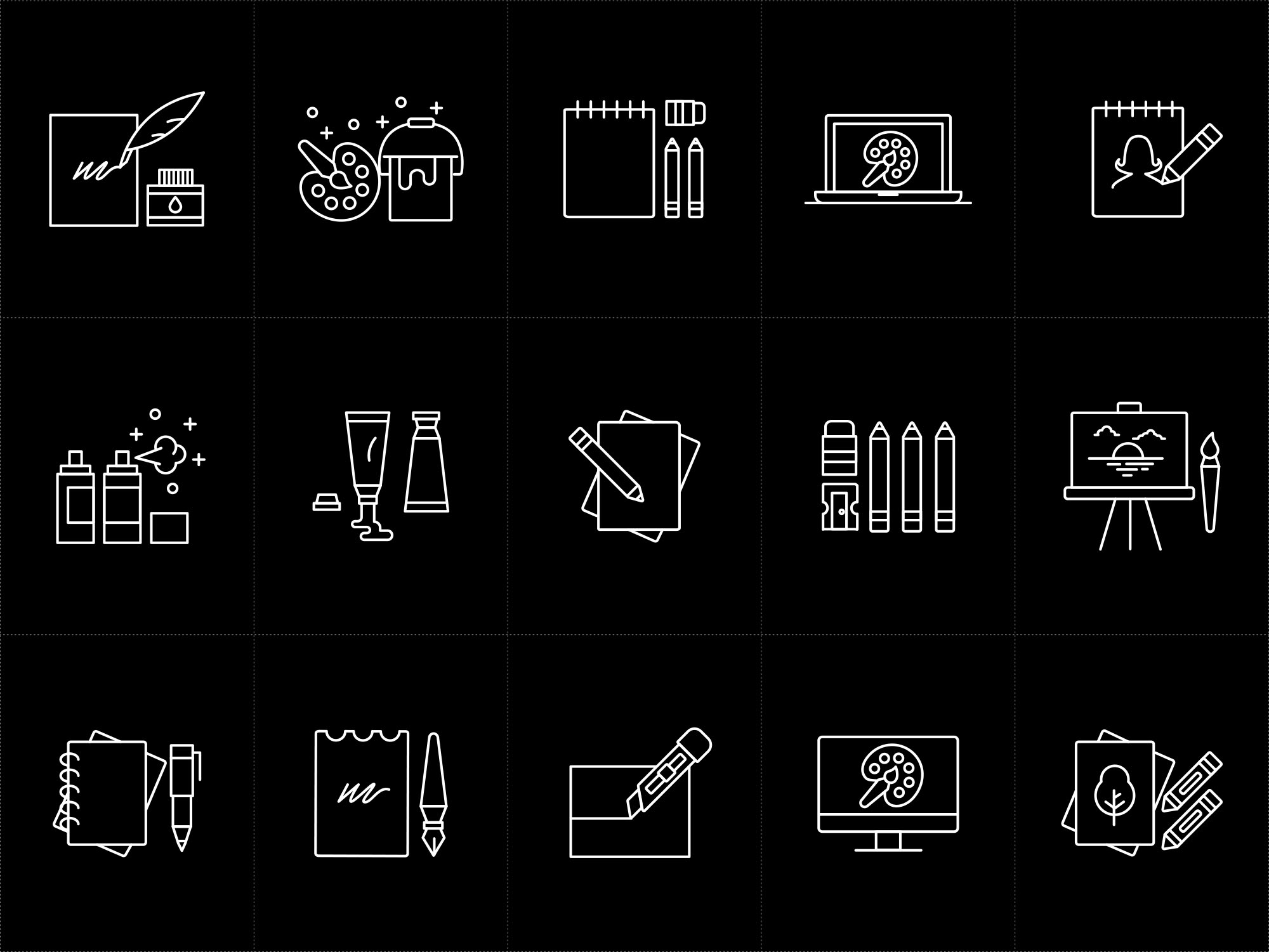 艺术创作工具矢量图标素材 Artist Tools Vector Icons插图