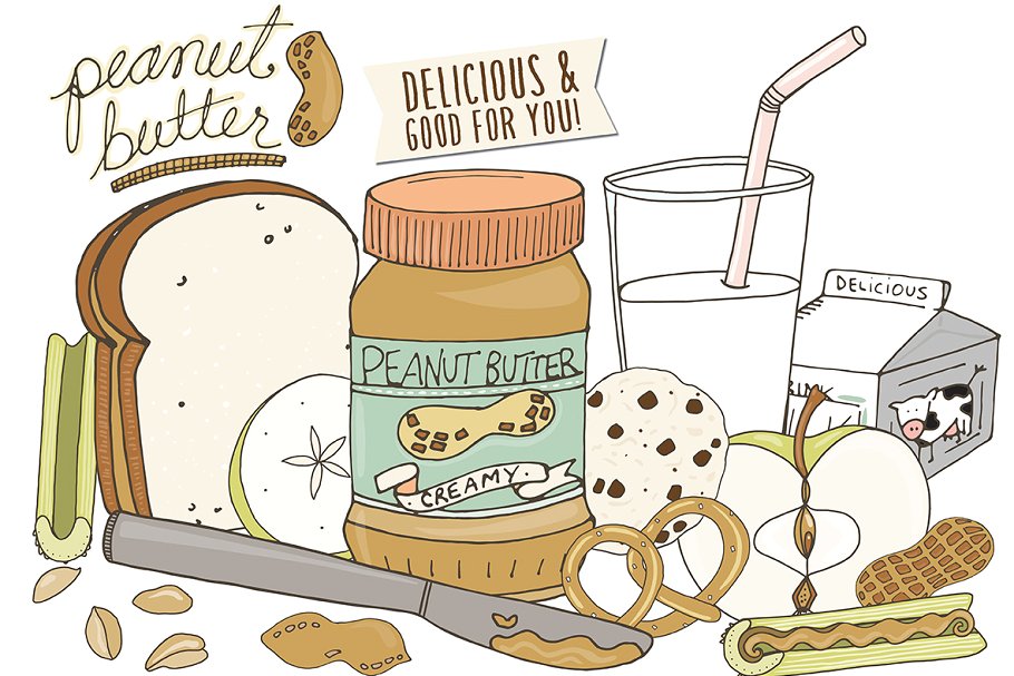 花生酱食物手绘矢量插图 Food Illustrations – Peanut Butter插图(4)