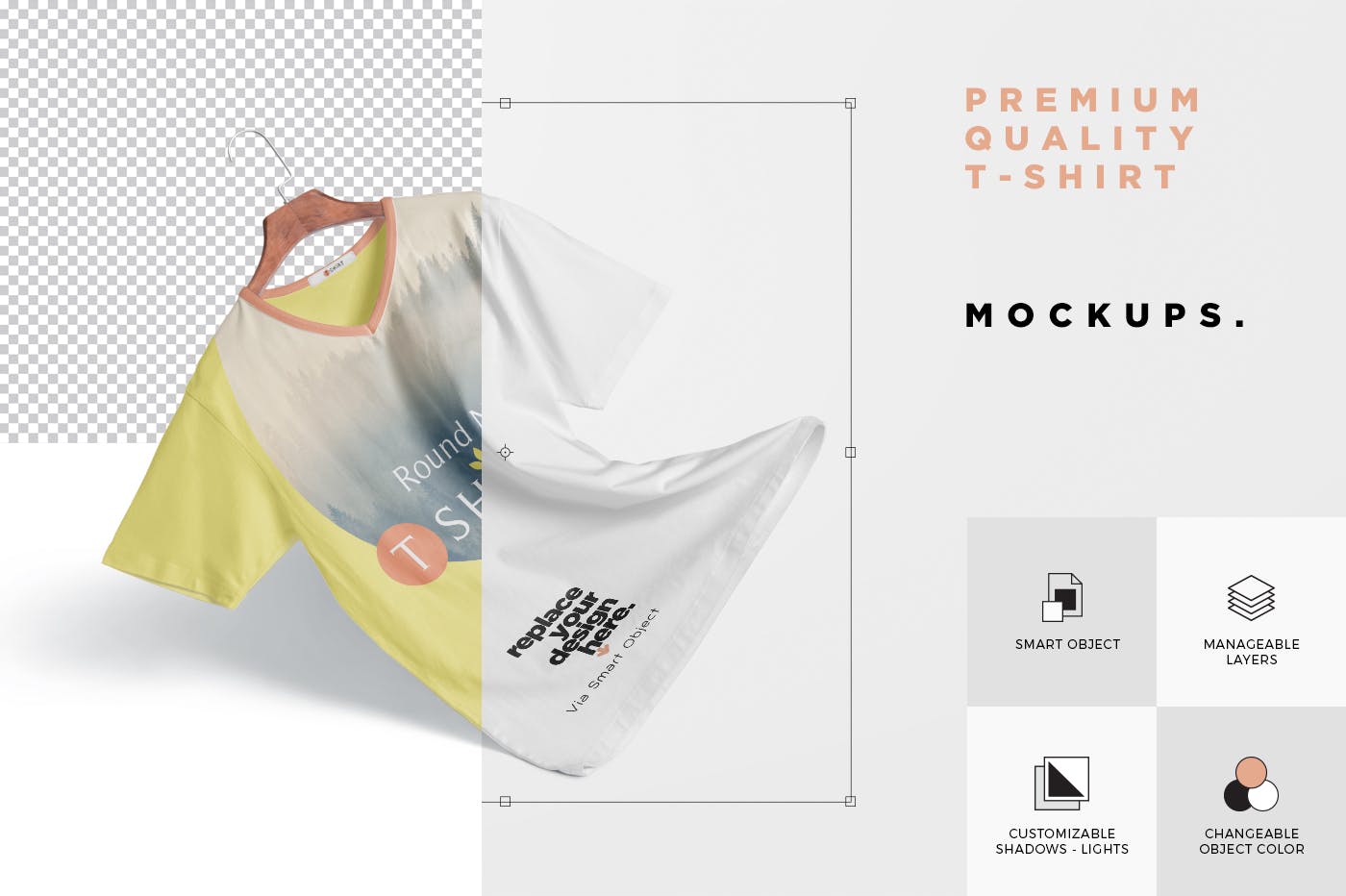 高品质T恤印花设计多角度预览效果图样机 Premium Quality T-shirt Mockup Scenes插图(4)