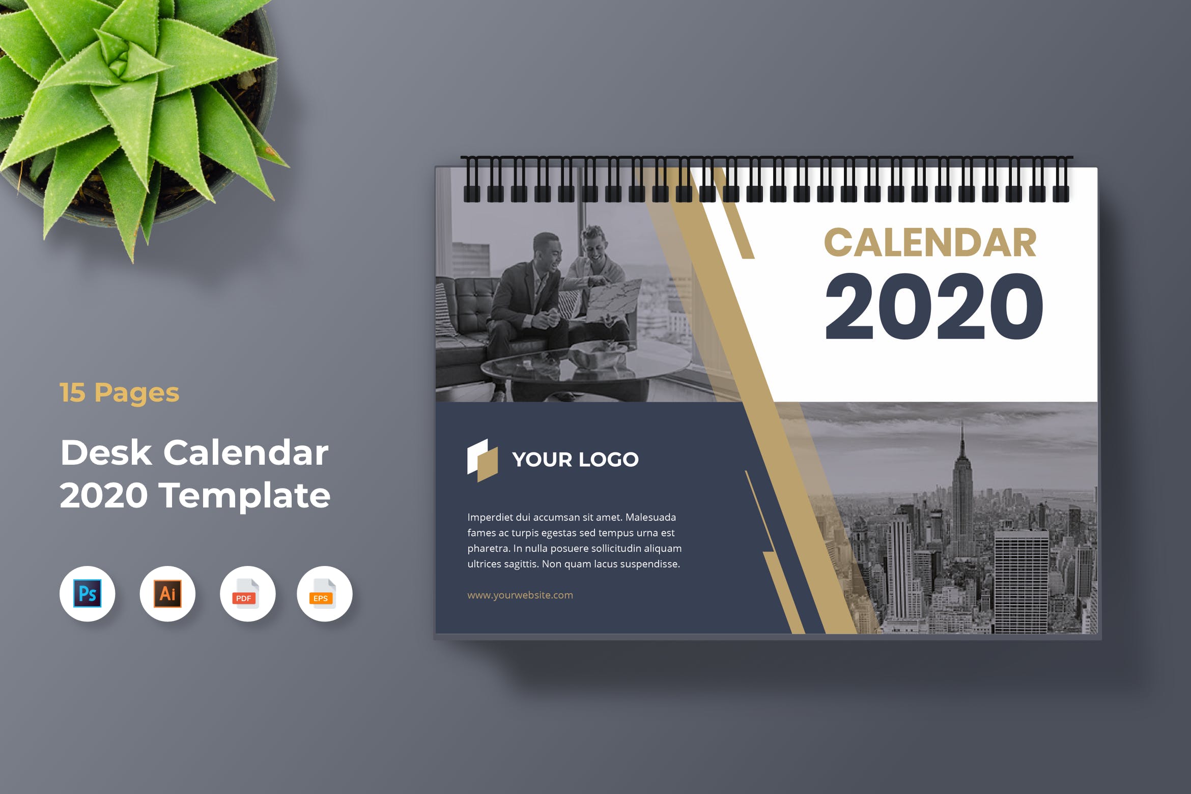 2020年企业定制活页日历设计模板 Corporate Calendar 2020插图